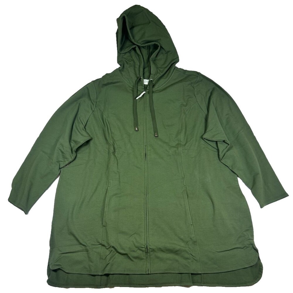 D&Co Active Olive Green Zip Front Hoodie Jacket Tunic Plus Size 3X